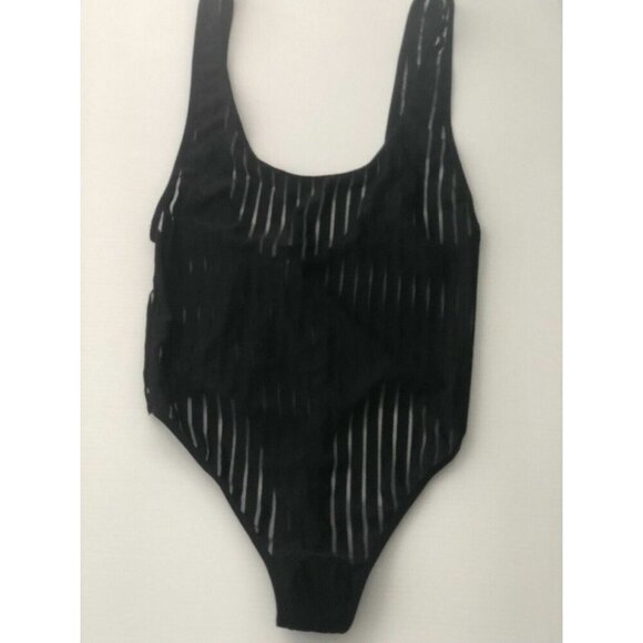 Nasty Gal Women’s Black Striped Sheer to Your Heart Bodysuit Size S Sexy Stretch - Picture 2 of 9